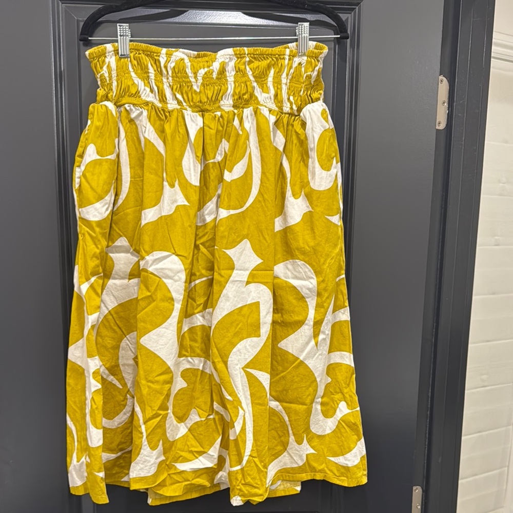 A New Day Yellow and White Midi Skirt